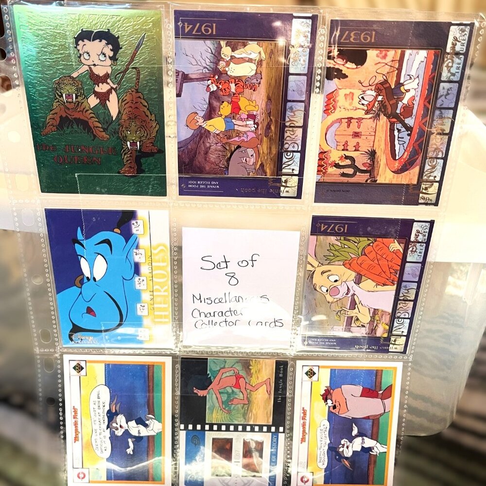 Disney Looney Tunes Trading Card Lot of 8 VTG Betty Boop Foil Mowgli Aladin Pooh